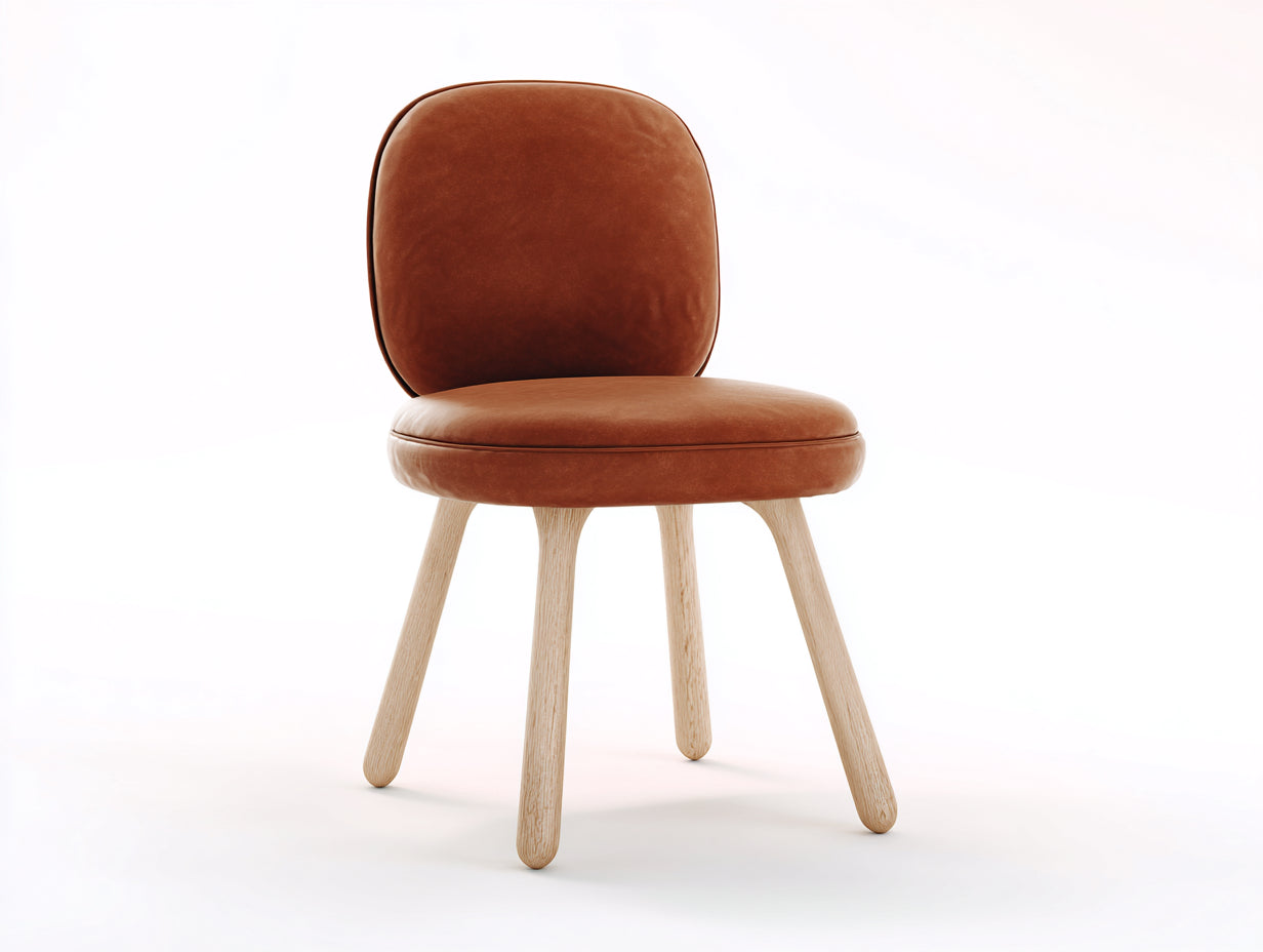 Esszimmerstühle mit Samtbezug 52 x 58 x 85 cm - Rostbraun und Naturholz - gepolstertes Retro-Design mit vier Holzbeinen für Esszimmer