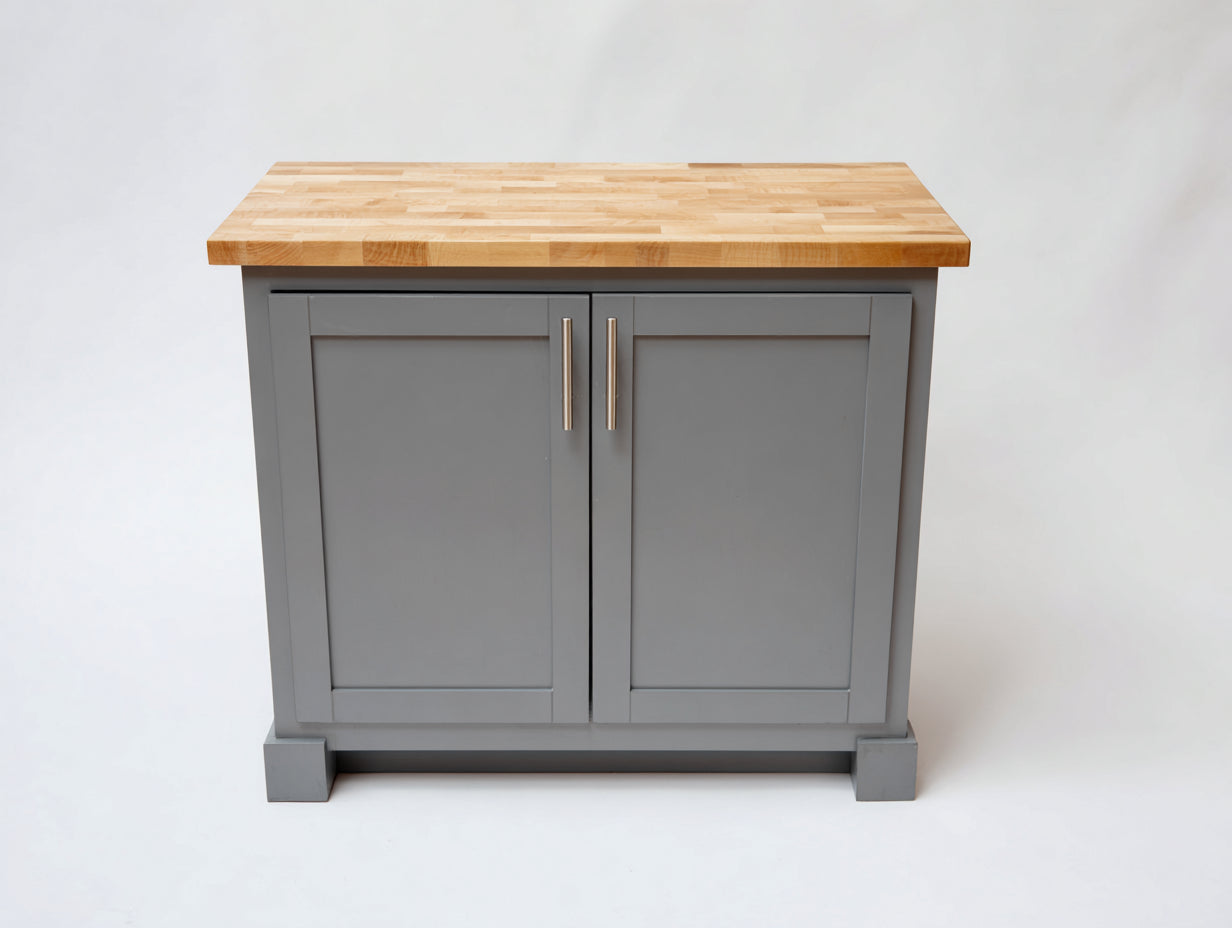 Sideboards mit Deckplatte in Holzoptik 100 x 45 x 90 cm - Grau und Naturholz - kompaktes Landhausdesign mit 2 Türen für Esszimmer