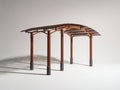 Pavillon aus Holz 400 x 300 x 250 cm - Naturbraun-Anthrazit - Gebogenes Lamellendach mit sechs Standpfosten
