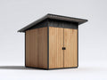 Gartenhäuser aus Holz und Metall 182 x 146 x 224 cm - Natur Schwarz und Grau - Gerätehaus mit 2 Türen und Satteldach für Garten