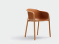 Esszimmerstühle Lederoptik Holz 56x57x78 cm - Cognac Braun Naturfarben - modern mit Armlehnen
