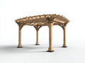 Pavillon aus Holz 330 x 290 x 248 cm - Naturbraun und Schwarz - Rechteckige Pergola mit offenem Lamellendach und 4 Stützpfosten