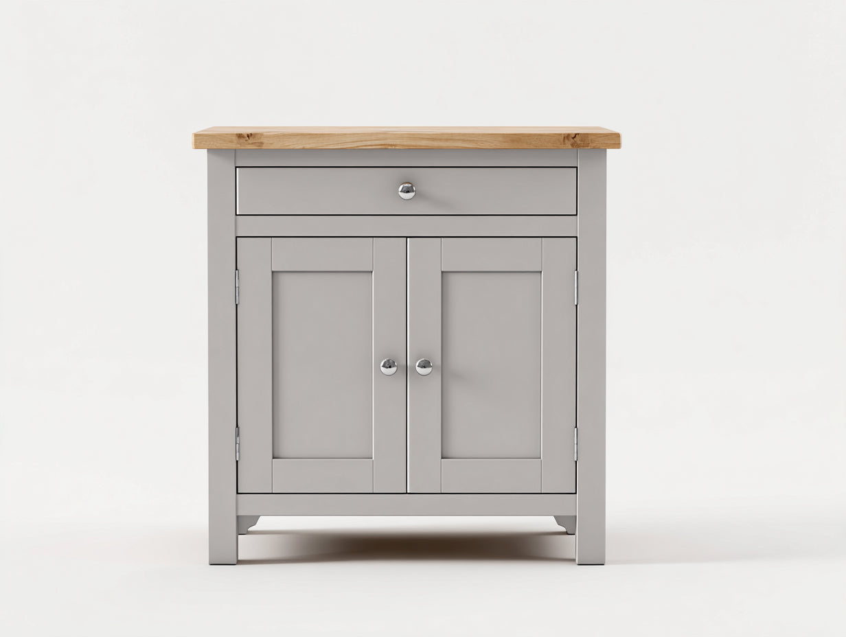 Sideboards Holzwerkstoff 90x40x85 cm - Grau Naturfarben - Landhausstil mit Schublade