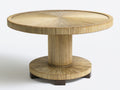 Gartentisch Rattan Holz 120x120x75 cm - Naturfarben Braun - rund mit Säulenfuß