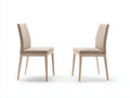 Esszimmerstühle im 2er Set aus Holz und Webstoff 48 x 56 x 98 cm - Beige und Naturfarben - Gepolsterte Hochlehner
