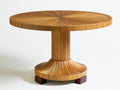 Gartentisch aus Holz 120 x 120 x 75 cm - Naturbraun-Dunkelbraun - Runde Radialplatte mit Säulengestell