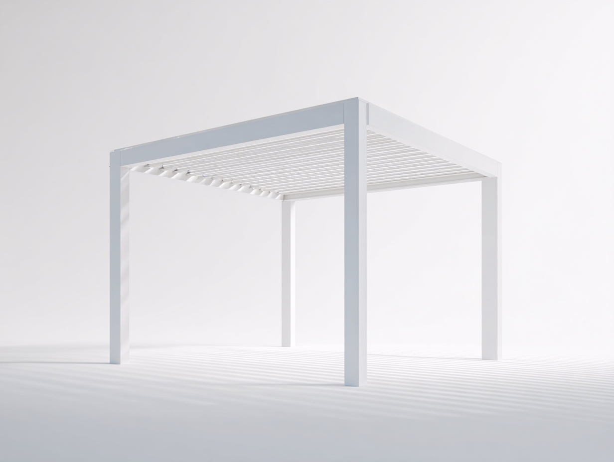 Pavillon aus Aluminium 300 x 300 x 250 cm - Weiß - modernes Lamellendach für Terrasse und Garten