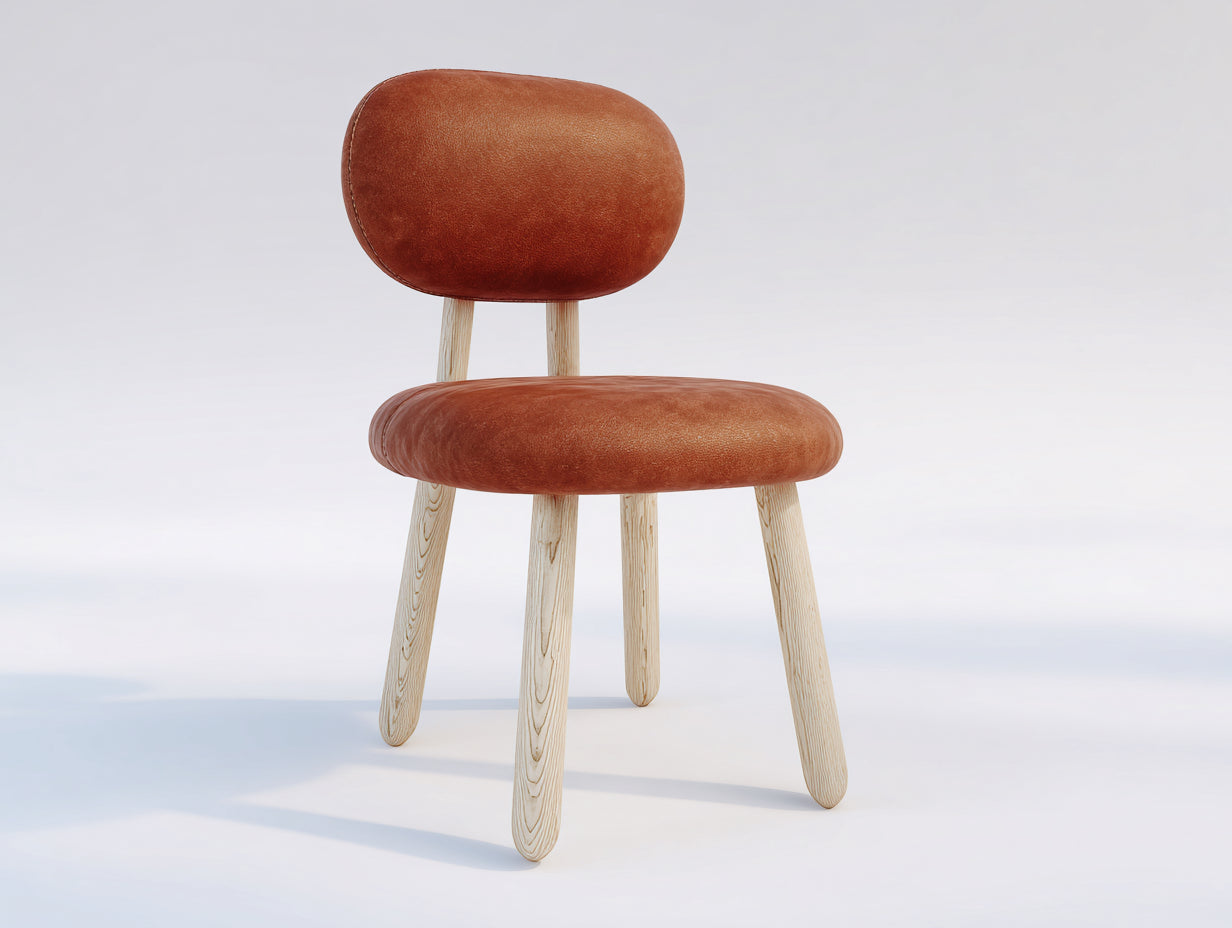 Esszimmerstühle Samtstoff 55x58x80 cm - Rostbraun Naturfarben - skandinavisch mit Holzbeinen