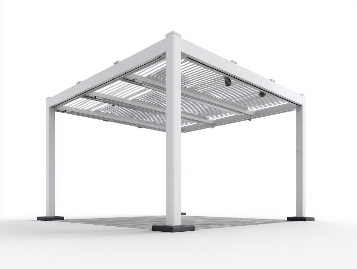 Pavillon Aluminium 400x300x250 cm - Weiß Silberfarben - modern mit Lamellendach