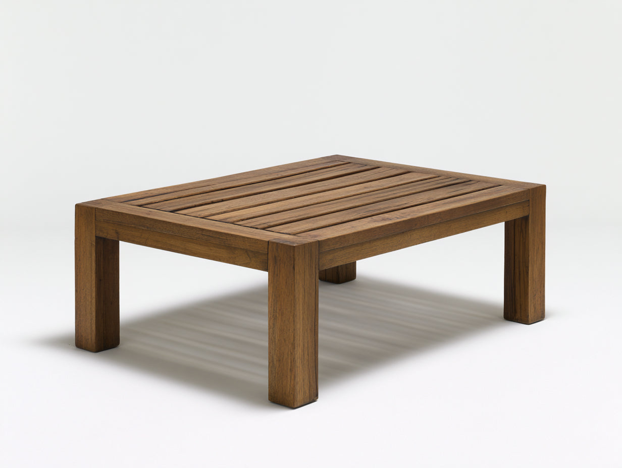 Gartentisch aus Holz 100 x 100 x 45 cm - Braun - quadratisches Lamellendesign für Terrasse und Garten