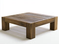 Gartentisch Holz 140x140x45 cm - Naturbraun - quadratisch mit Lattenplatte