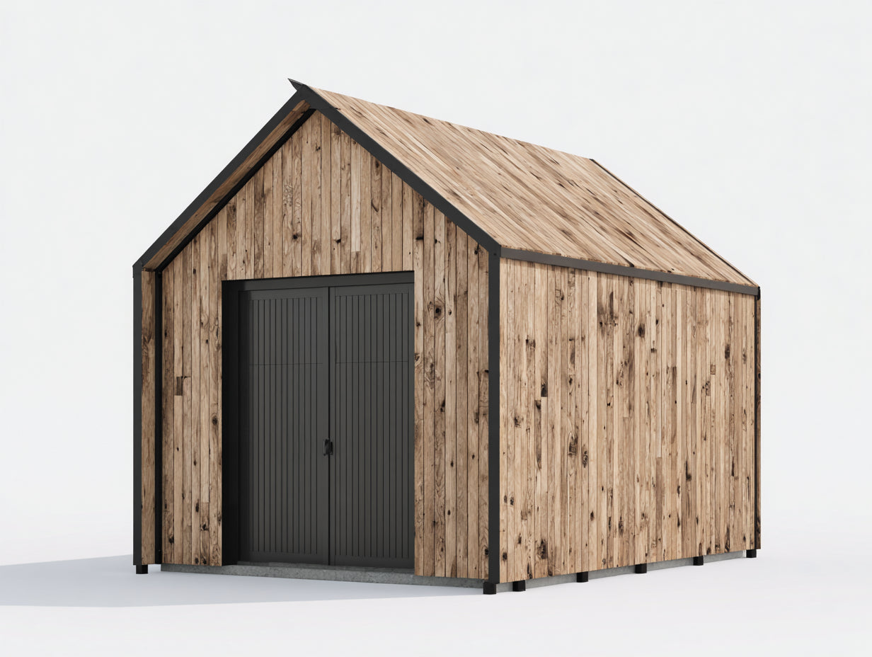 Gartenhäuser aus Holz 300 x 250 x 260 cm - Natur-Anthrazit - Satteldach und Doppeltür