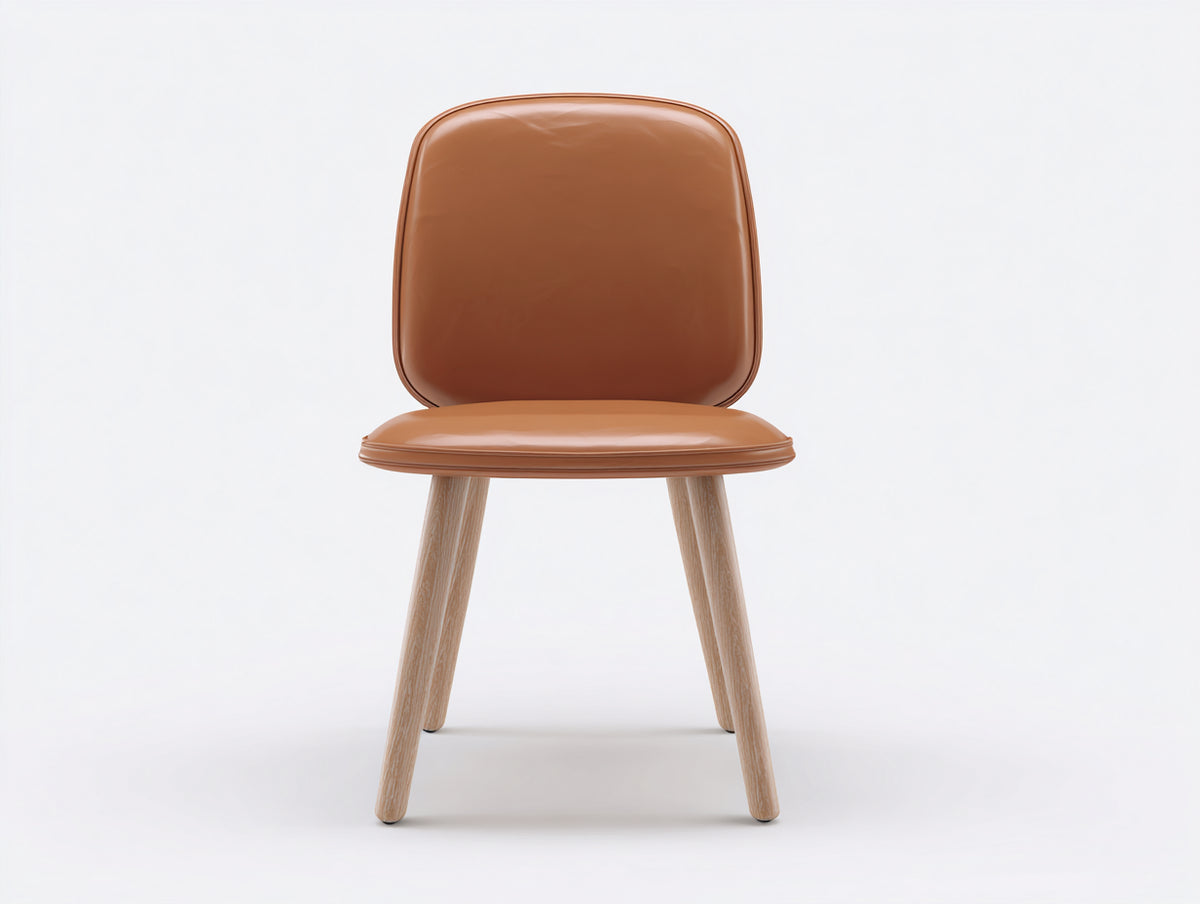 Esszimmerstühle Lederoptik ca. 50 x 56 x 82 cm - Cognacbraun - Modernes Design mit gepolstertem Rücken und Holzbeinen