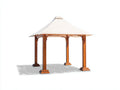 Pavillon Holz Stoff 300x300x270 cm - Naturbraun Creme - klassisch mit Stoffdach