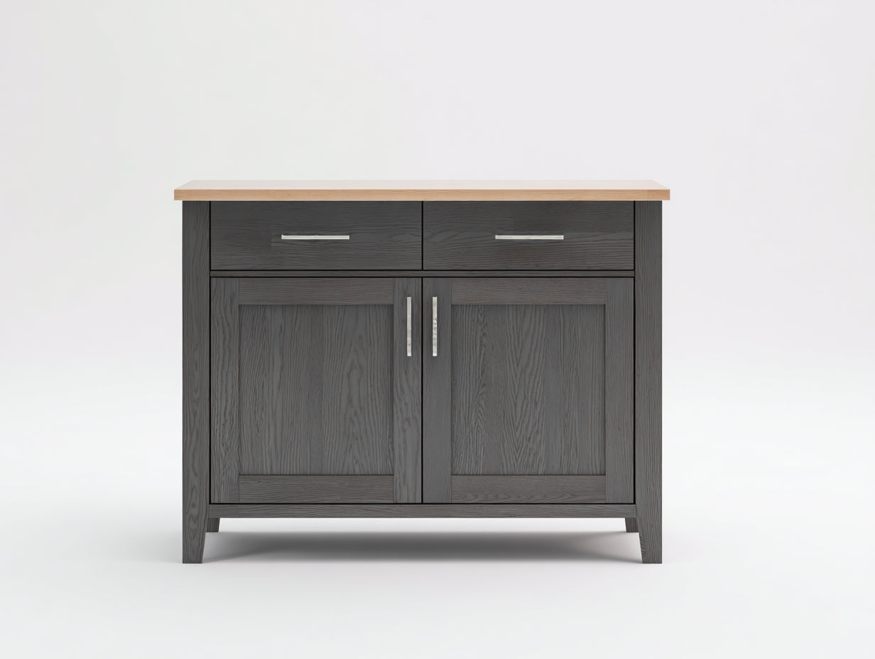 Sideboards aus Holzwerkstoff 112 x 42 x 94 cm - Anthrazit und Natur - Kompaktes Sideboard mit 2 Türen und 2 Schubladen