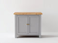 Sideboards aus Holzwerkstoff 90 x 42 x 90 cm - Grau Eichefarben und Goldfarben - Zweitüriger Stauraumschrank