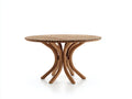 Gartentisch aus Holz 120 x 120 x 75 cm - Naturbraun - Runde Lamellenplatte mit geschwungenem Gestell